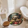 Christmas Sloth Pattern Round rug,Carpet Rug for Living Room Bedroom  Playroom ,Non-slip Floor Mat,Holiday Gifts and Birthday Gifts.