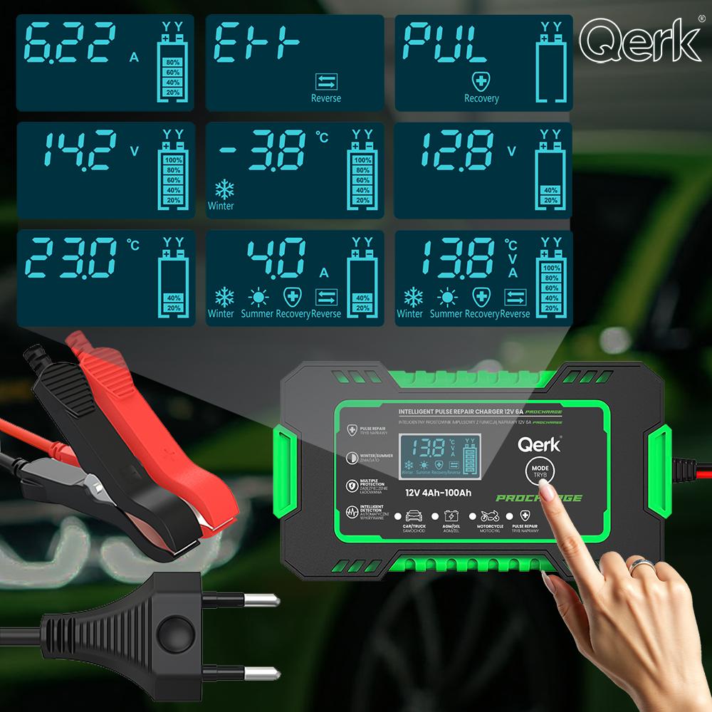 Qerk Rj-C 120501A 12V 6A Pulsed Car Battery Charger With Battery Repair Function