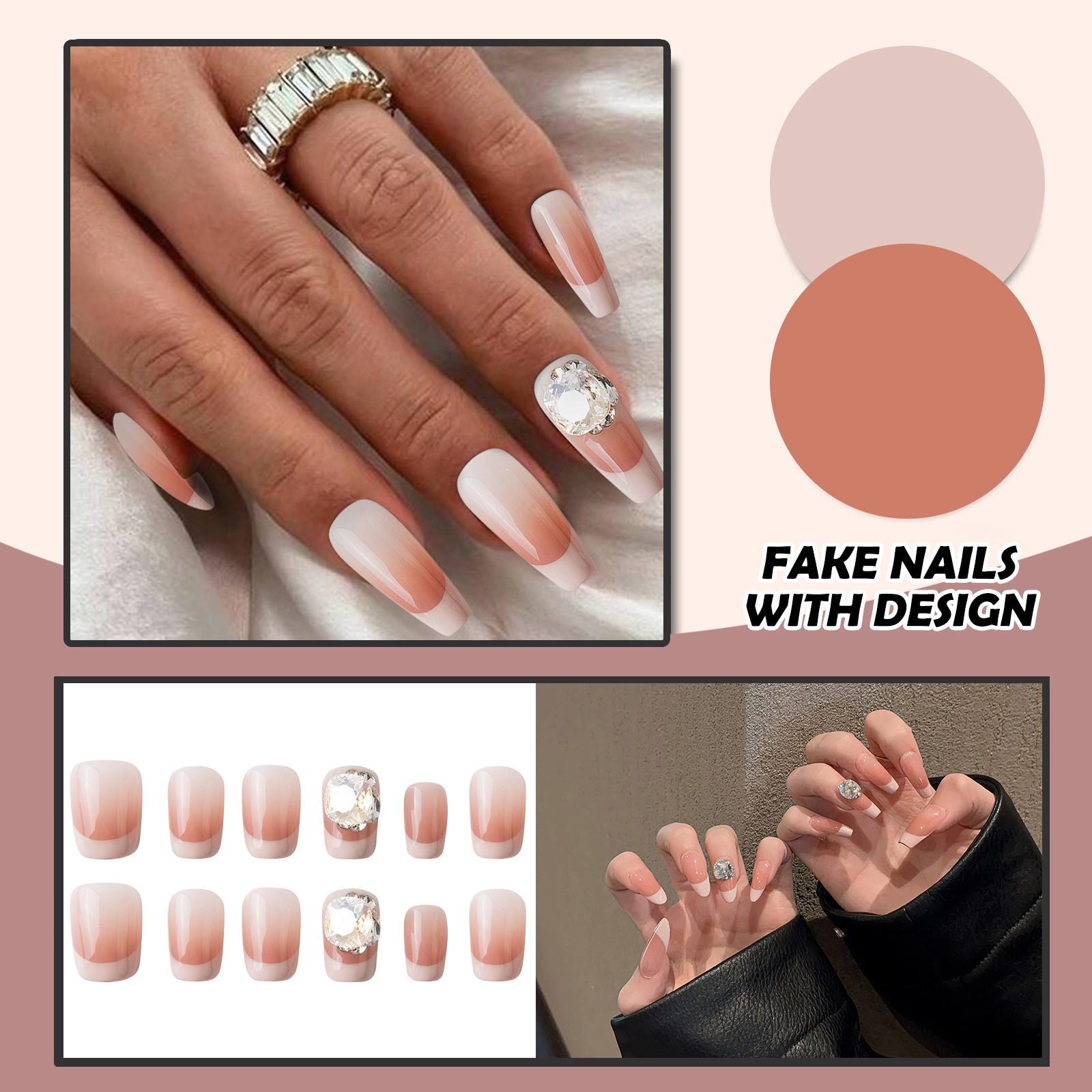 

Женские накладные ногти среднего размера с рисунком телесного цвета на акриловых ногтях глянцевые накладные ногти с полным покрытием L светло-розовый