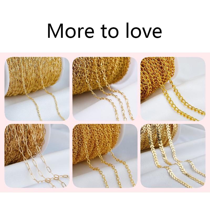 14K Gold Plated Brass Metal Clip Beads Tube Chain For DIY Jewelry Necklace Bracelet Making Findings Bulk Chain Wholesale