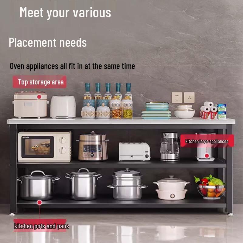 Modern Kitchen Storage Rack with Rock Slab Countertop