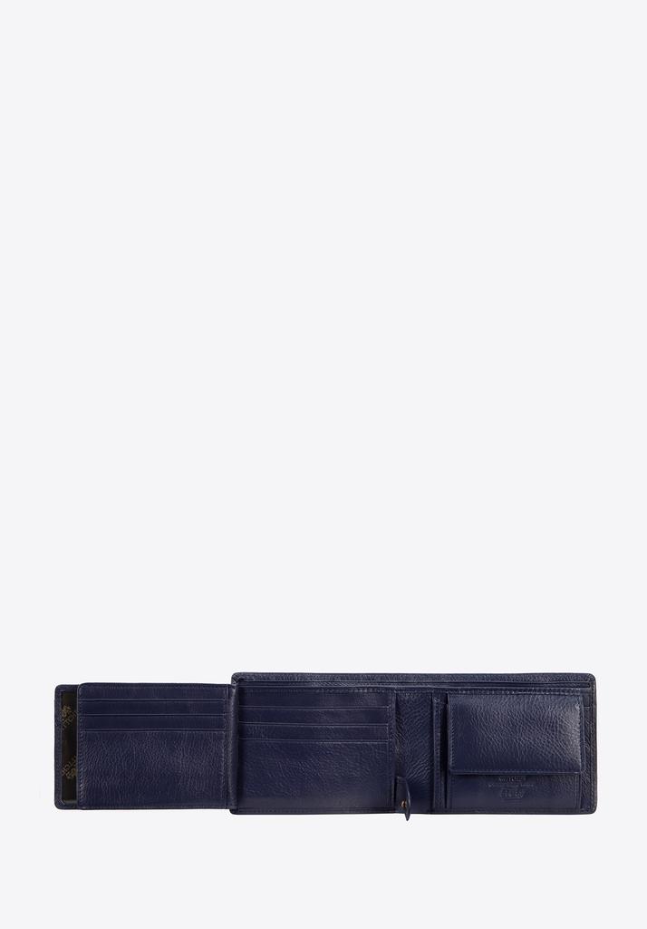 Wittchen Men's Leather Wallet With Fold-Out Panel, Navy Blue, Natural Leather