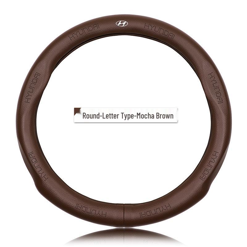 Premium Genuine Leather Steering Wheel Cover for Modern Cars: Mistra, Tucson, Santa Fe, Reina, IX35, IX25, Elantra, Langdong