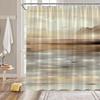 Abstract Beach Shower Curtain Ocean Retro Oil Painting Nature Landscape Scenery Vintage Art Bathroom Decor Curtain with Hooks