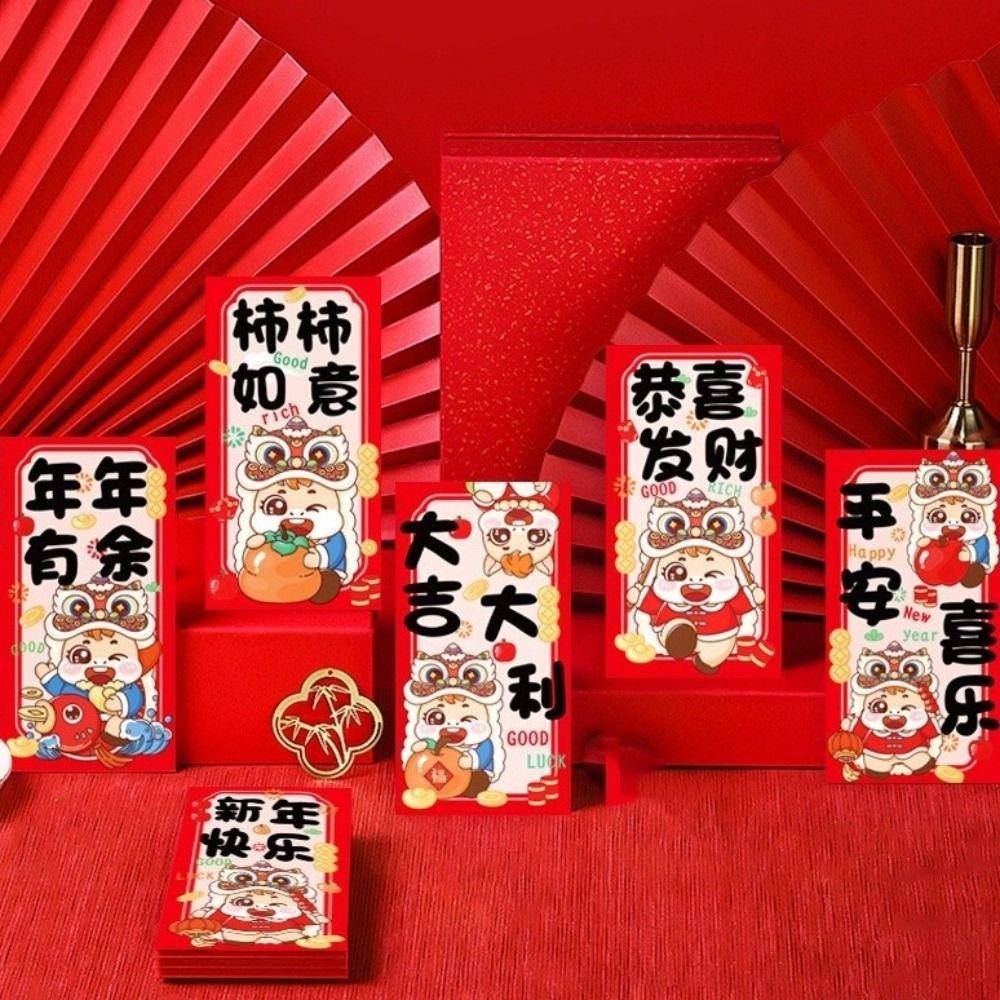 6pcs Chinese Tradition 2026 Horse Year Money Envelope Best Wishes Cartoon Spring Festival Envelope Lucky Money Lucky Red Pockets