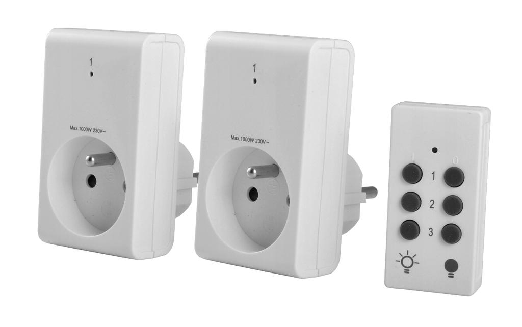 Gniazdo sieciowe sterowane pilotem zestaw 2 sztuk 230 V zasięg 25 m