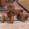 3Pcs Wooden Spools Reels Dark Brown Chic Bobbins for Crafts DIY Sewing Threading Tools