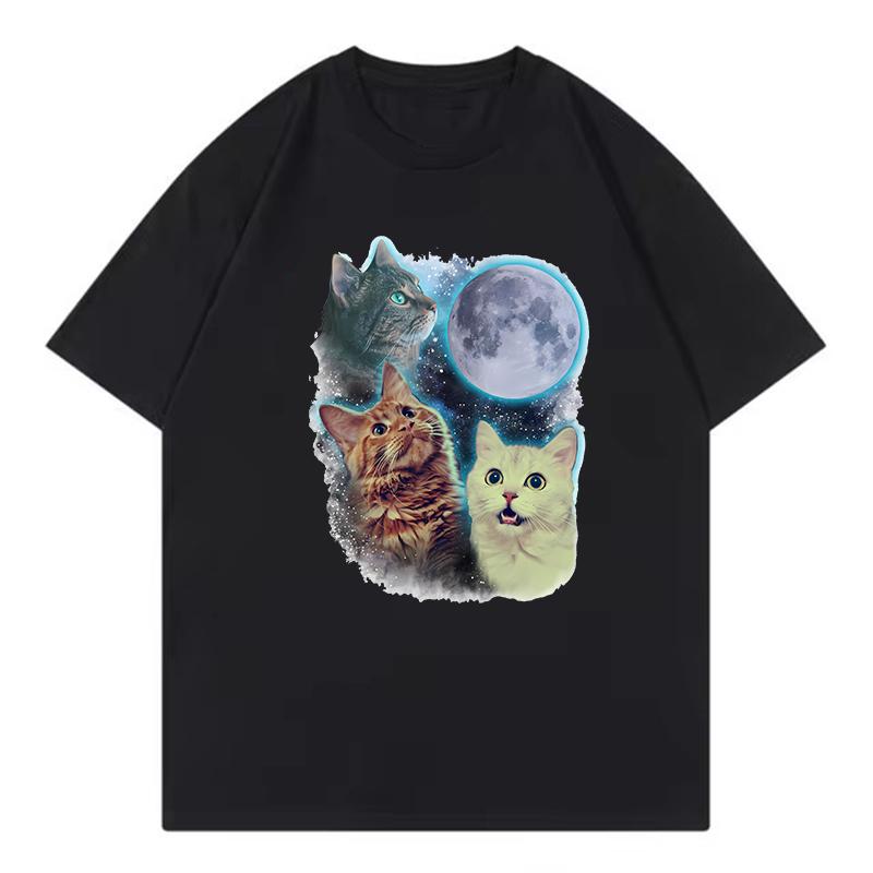 2026 Cat Moon Star Design FashionT Shirts Summer Fashion Unisex Women Cat Tshirt Casual Short Sleeve Top Tee Shirt Streetwear