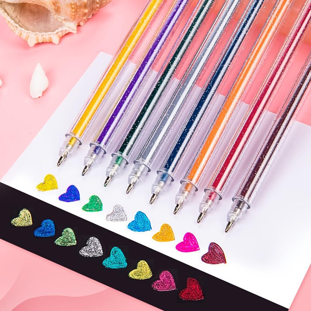 Bview Art 8Pcs Glitter Dual Color Markers Pens Pearlescent Ink for Students School Office Art Drawing Writing Supplies