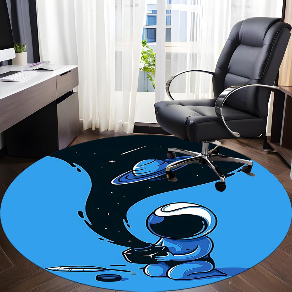 1pc Astronaut Saturn Office Round Area Rug, Under Office Chairs Bedroom Living Room Home Decor, Room Deco