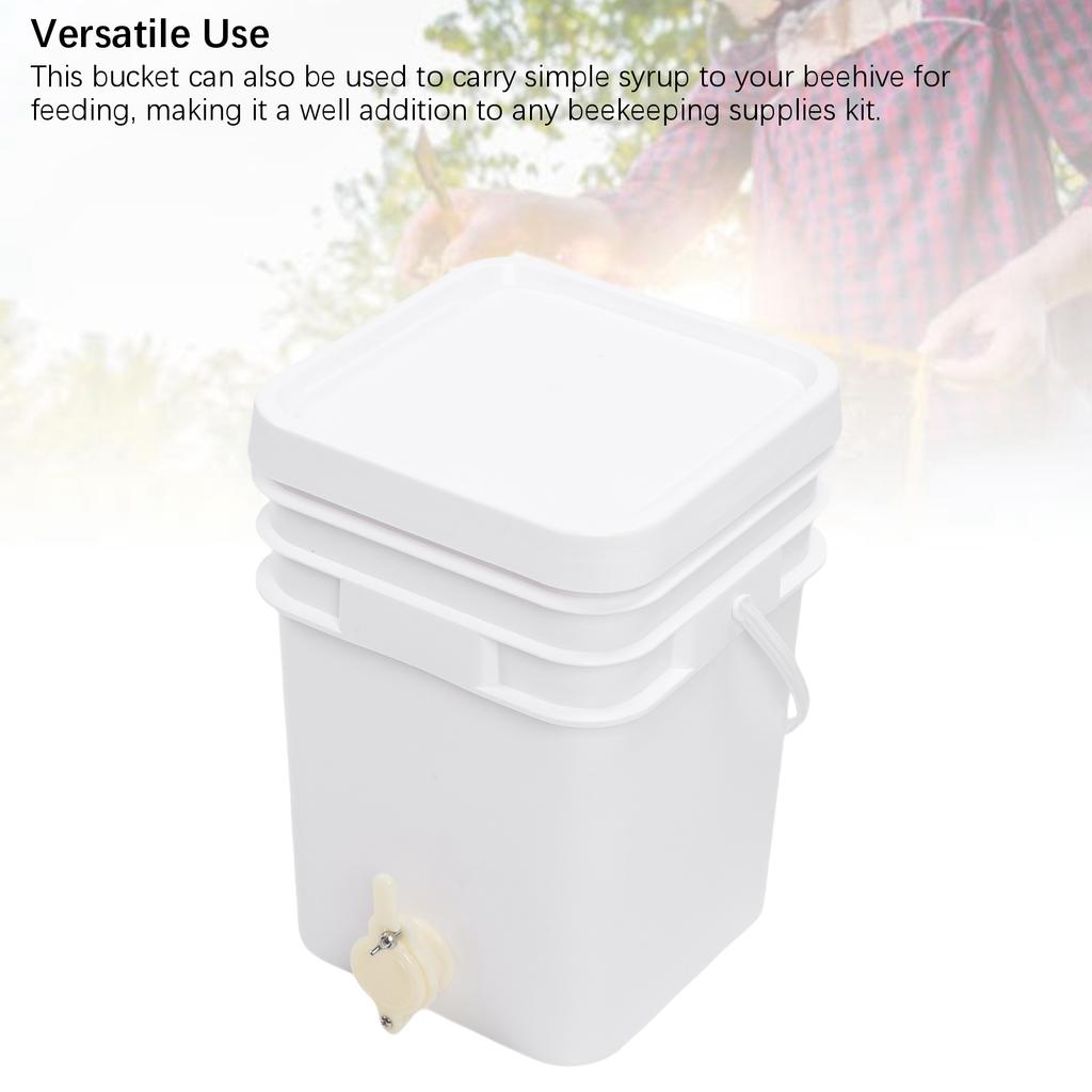Honey Bucket 20L 39x27x27cm Square Plastic Honey Extractor with Gate and Lid for Beekeeping