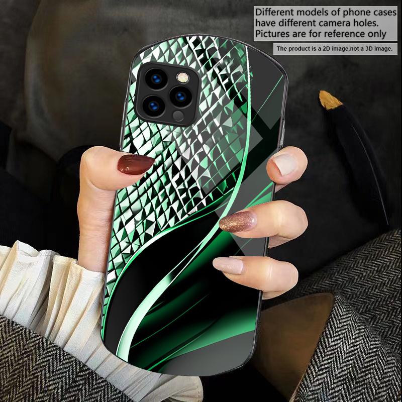 Abstract Geometry Art For iPhone 17 16 15 14 Pro 13 Plus 12 Mini 11 Pro Max XR X S 7 8 Elliptical Tempered Glass Phone Case