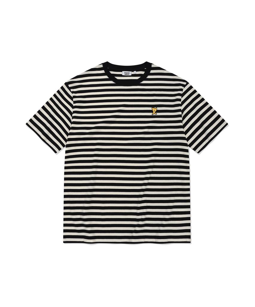 WACKY WILLY Basic Striped Short Sleeve T-Shirt Black