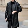 Muži Podzim Zima Umělá kůže Větrovka Klopa Dlouhý rukáv Kapsy Jednořáskové Fleecová podšívka Bunda Kabát Volný Dlouhé oblečení Streetwear