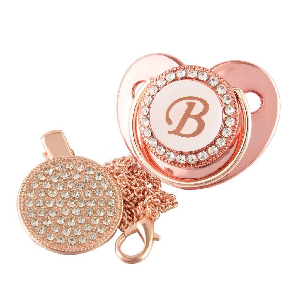 Stunning Crystal Rhinestone Baby Soothers And Pacifier Clips Bpa-free Silicone