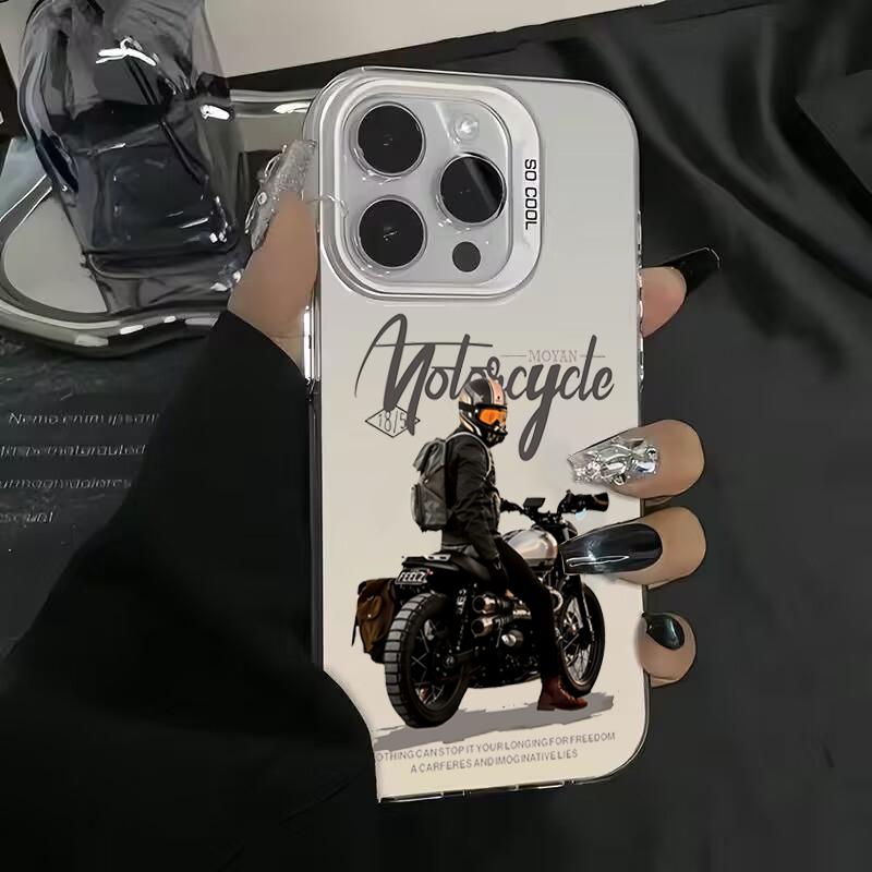 Phone Case For iPhone 15 14 16 Pro Max 11 12 13 X XR XS 7 8 16 Plus SE  Trend Cool Biker Motorcycle Shockproof Bumper Cover