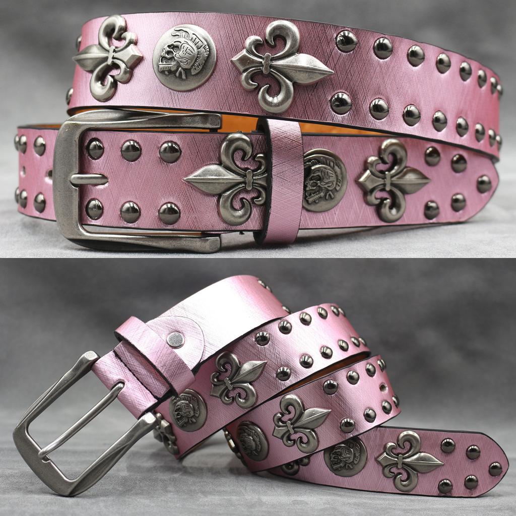 Original Skull Rivet Belt Punk Men'S Belt Women'S Snake Pattern Decorative Belt