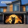 2D door banner Halloween black cat scare design large durable polyester decorative strip with 6 pre-drilled holes.PMJ