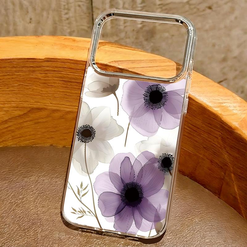 INS Watercolor Floral Case For iPhone 17 Pro Max iPhone 16 15 14 13 Pro Max 11 17e 16e Plating Lens Frame Clear Soft Silicone Back Cover