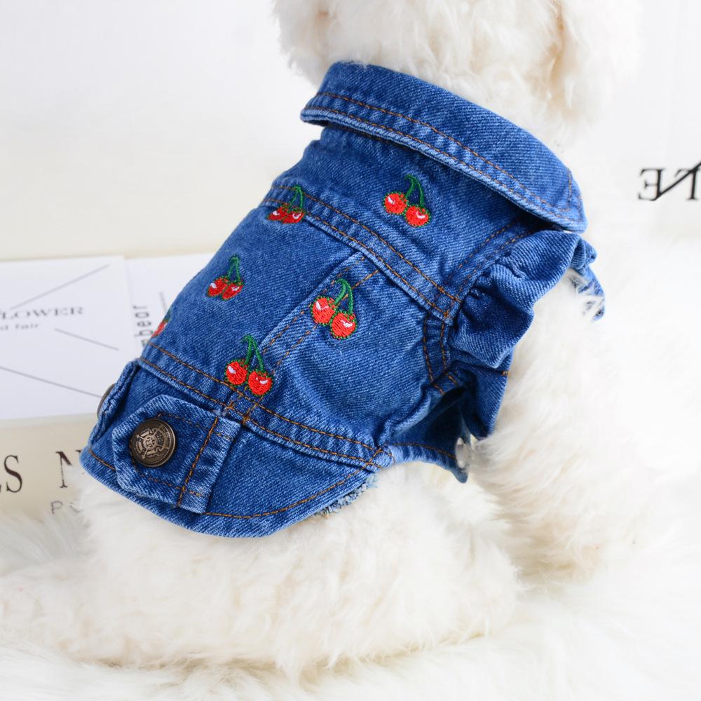 Pet Clothing Small Dog Dog Clothing Denim Jacket Spring Autumn Winter Bigbear Pomeranian Teddy Cherry Princess Vest