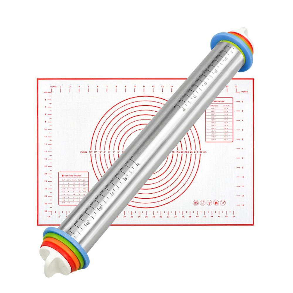 Adjustable Dough Roller Removable Rings Silicone Kneading Mat Bakery Use