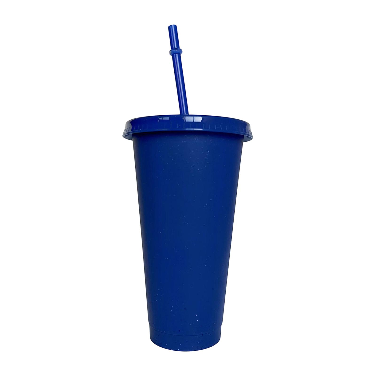 

Large Capacity 710ml Plastic Straw Cup Colorful Glitter Cup PP Material Single Layer Milk Tea Cold Drink Cup One Size синий