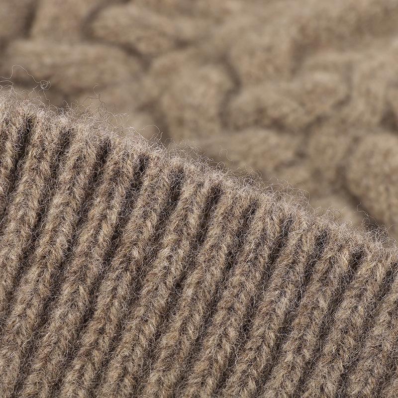 High Quality Winter Thick Custom Logo Earflap Beanie Color Wool Knitted Hat Warm Beanie Pullover Hat