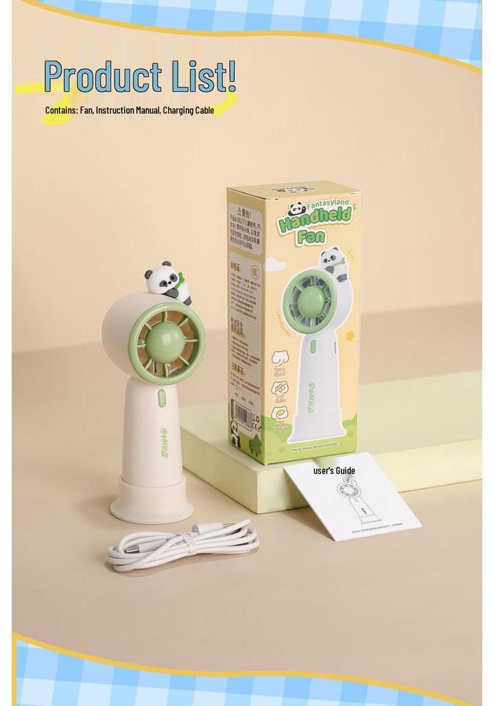 Cartoon Mini Portable USB Rechargeable Handheld & Desktop Silent Fan