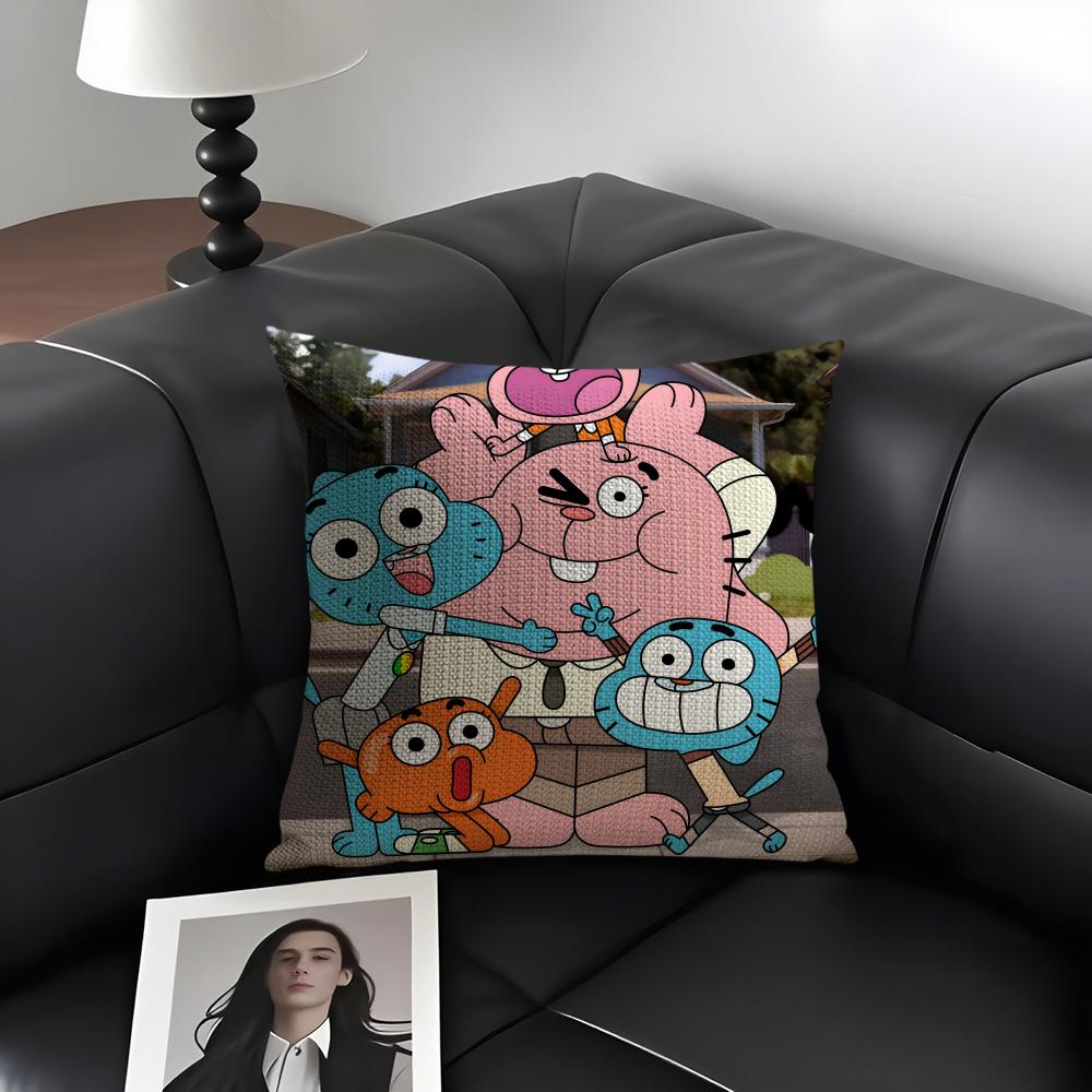 

The AAmazing World Of Gumball Cushion Cover Natural Linen Organic Fabric DoubleSided Printing Sofa Home Decor Gift Pillow Case 30x30cm
