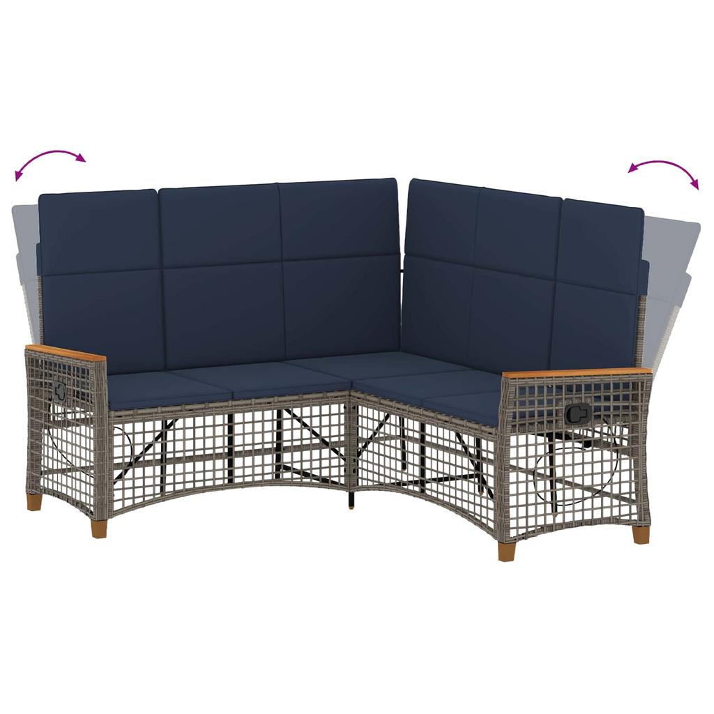 Garden Lounger Sofa Set Gray and Navy Blue 164 x 164 x 112 cm
