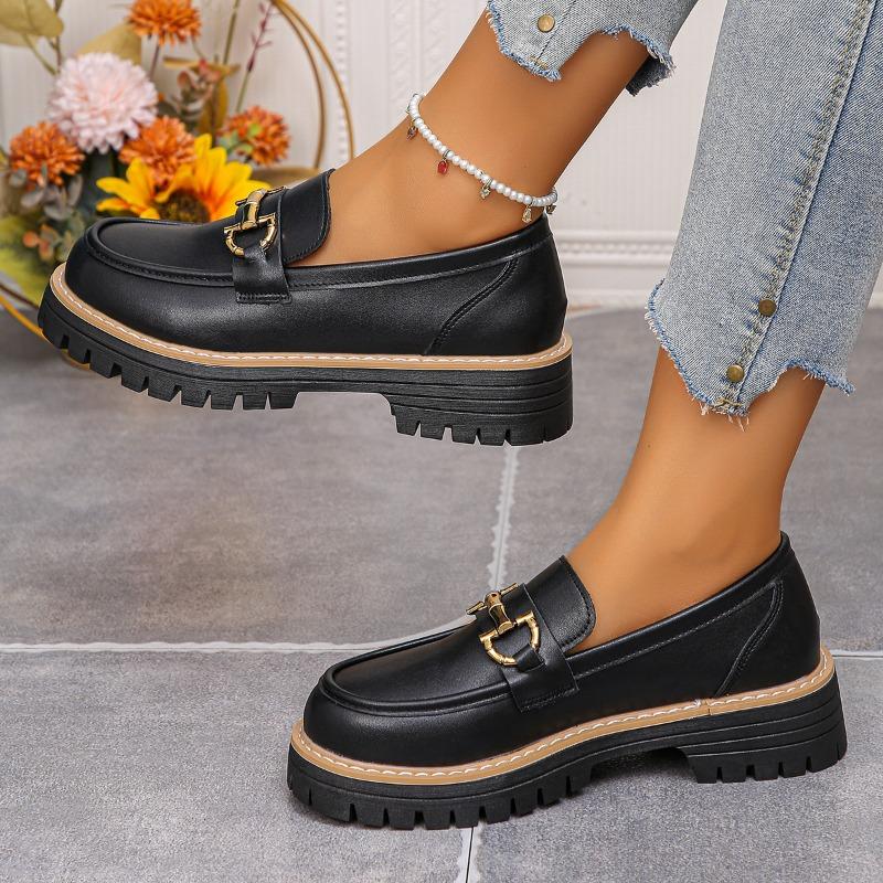 Damskie mokasyny z zamszu o szerokiej tęgości, płaskie buty na platformie z grubym obcasem, buty hurtowe w stylu brytyjskim dla kobiet
