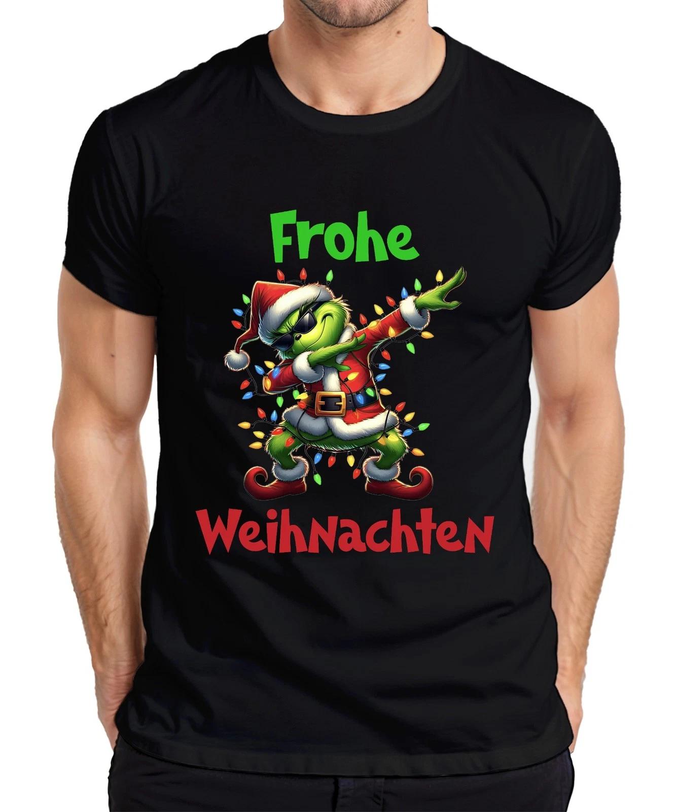 Frohe Weihnachten Dabender Grinch Weihnachtsmann Lichterkette Herren T-Shirt XXXL