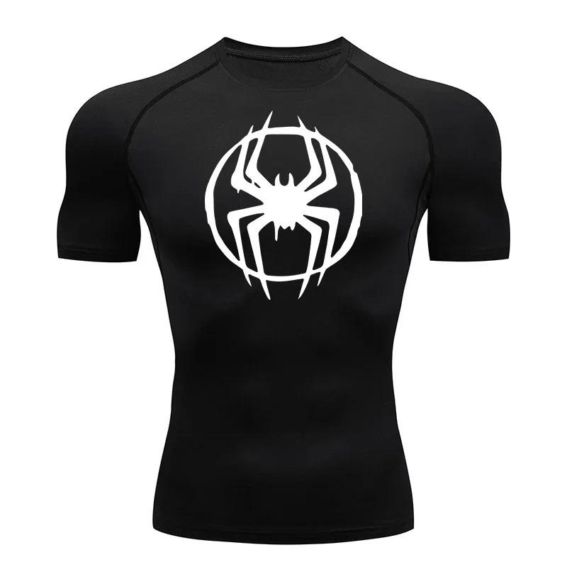 Men's Compression T-shirt Running Gym Training High Elasticity Workout Quick Drying Sports Breathable Stretchy Tight Fit Moisture-Wicking