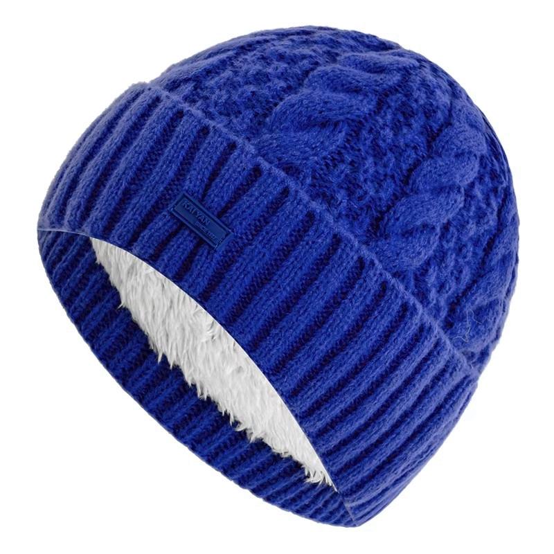 

Нова Унісекс Зимова Шапка Модна Вулична Шапка-Біні Для Чоловіків Жінок, Парна Флісова Підкладка Тепла В язана Шапка 56cm-60cm синій