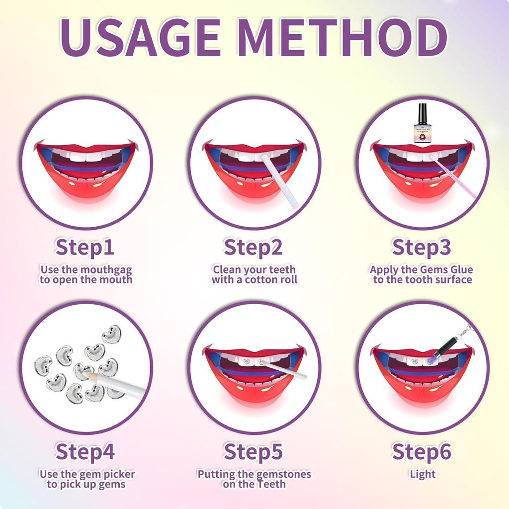 Tooth Gem Kit, DIY Crystals Jewelry Kit Teeth Gems Kit, Professional Fashionable Tooth Gems Kit for Teeth, Teeth Jewelry Starter Kit, Safe & Easy