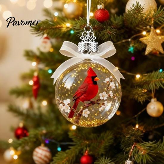 Collectible Bird Glass Ornaments Nature Faux Crystal Ornament Handmade 3D Warmth And Meaning Set Clear Plastic Christmas Ball Holiday Decor Loved One