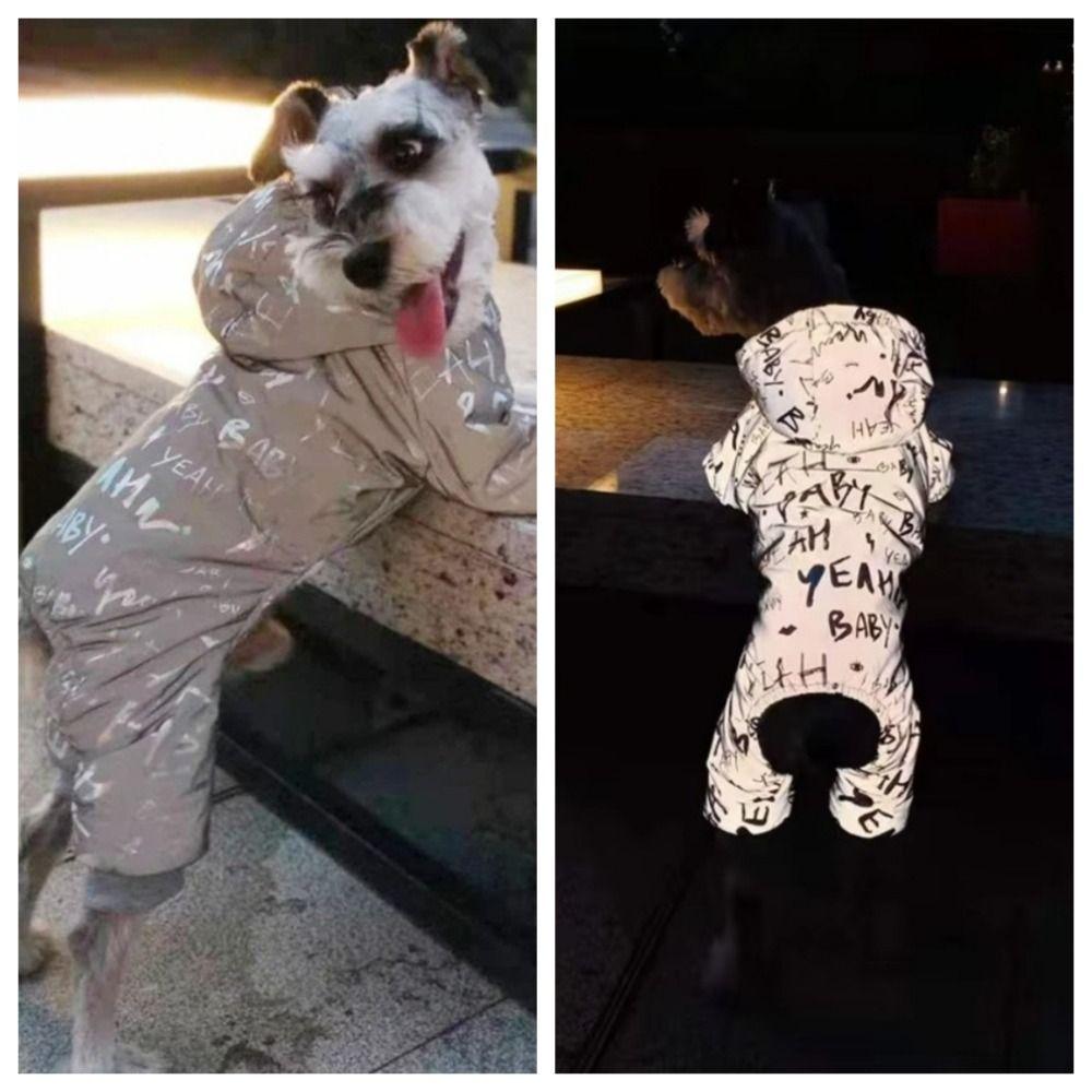 Laser Letters Overalls Winter Dog Jumpsuit Waterproof Pug Teddy Coat Fashion Puppy Jacket Gift