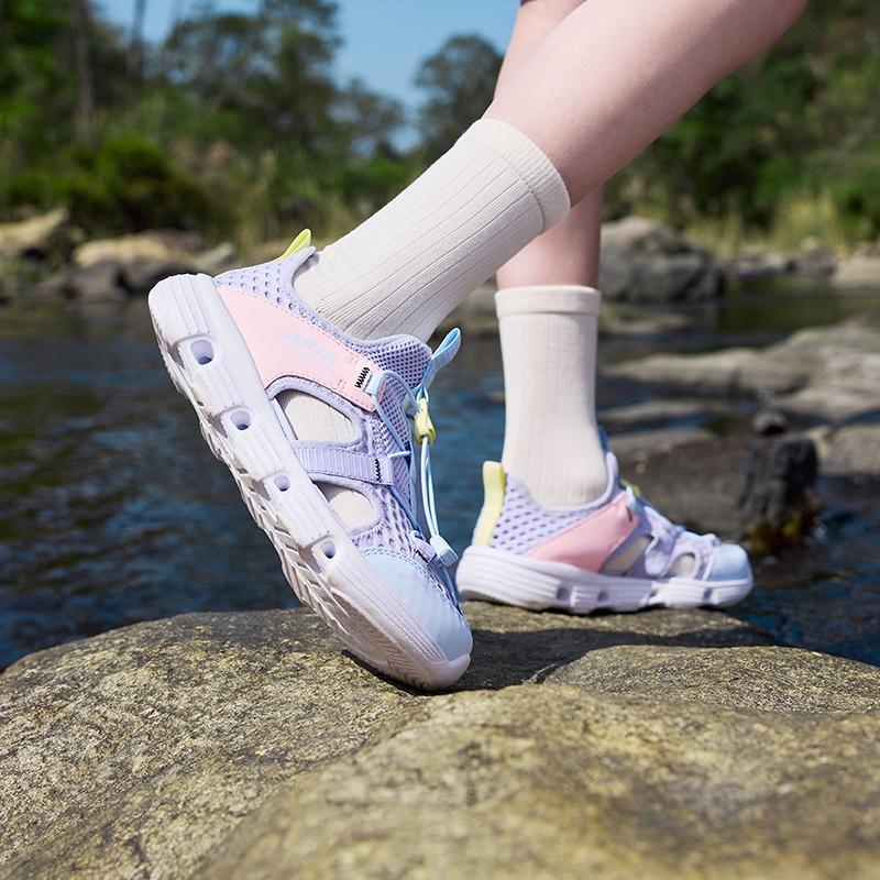 Anta Kids Trendy Fashion Comfortable Versatile Outdoor Beach Shoes Men Sandals Cold-Purple Ice-Cream-Pink Frozen-Blue A322426906-6