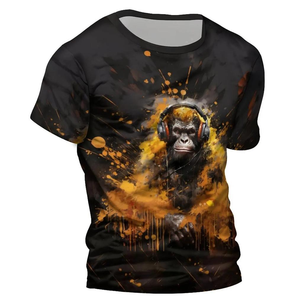 Chimpanzees 3D Tshirt For Men Fashion Hip Hop O-neck Short Sleeve Tops Harajuku Men's T-shirts Oversized Tees Shirt Man Clothing