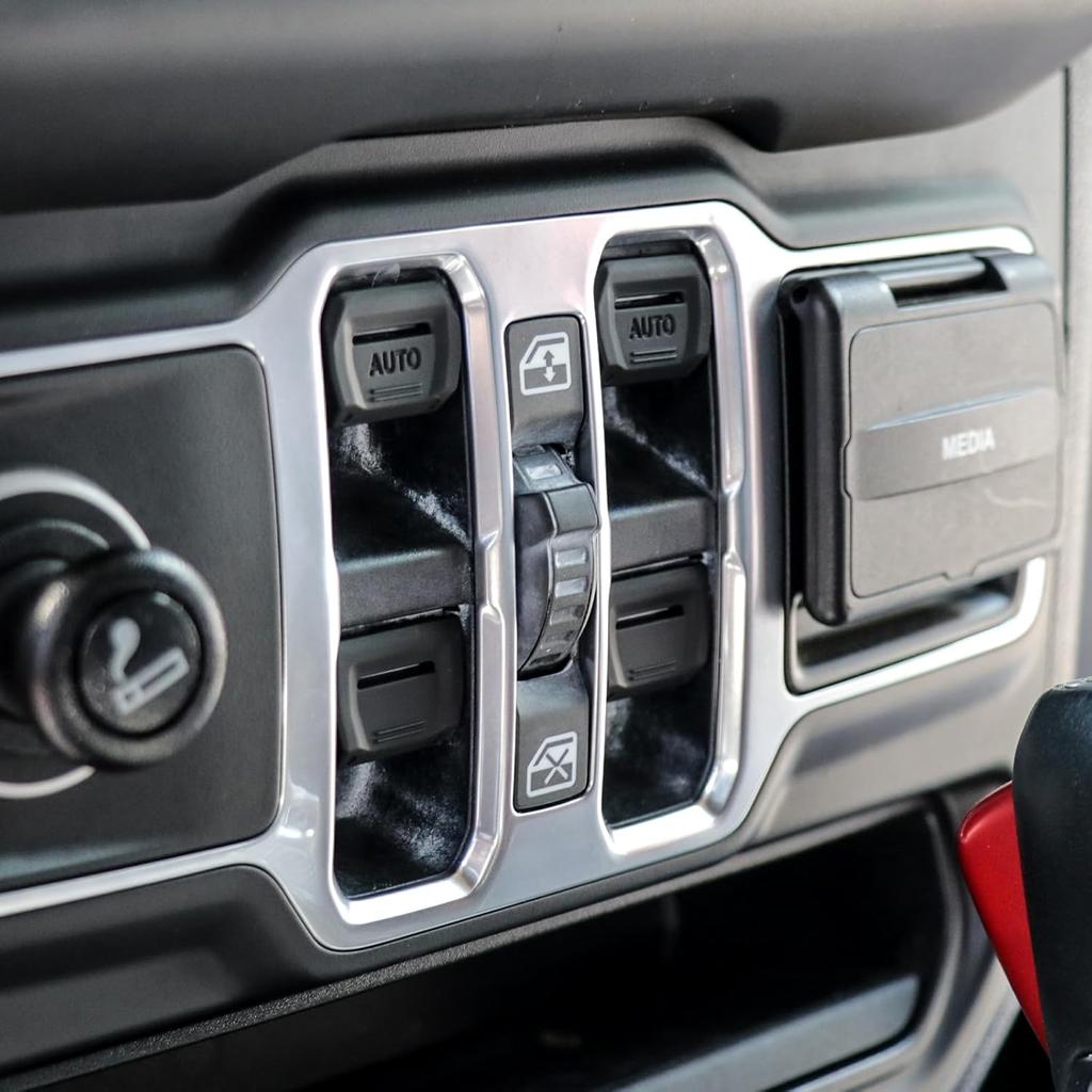 4 Pcs Window Switch Button Cover for Jeep Wrangler JL 4XE Gladiator JT 2018 2019 2020 2021 2022 2023 2024 2025(Black)