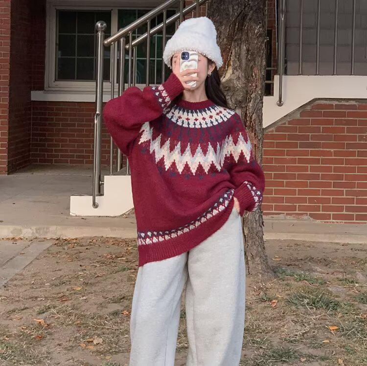 Men’s Soft Knit Fair Isle Sweater - Autumn/Winter 2025 Collection: Casual, Versatile, and Perfect for the Christmas Season