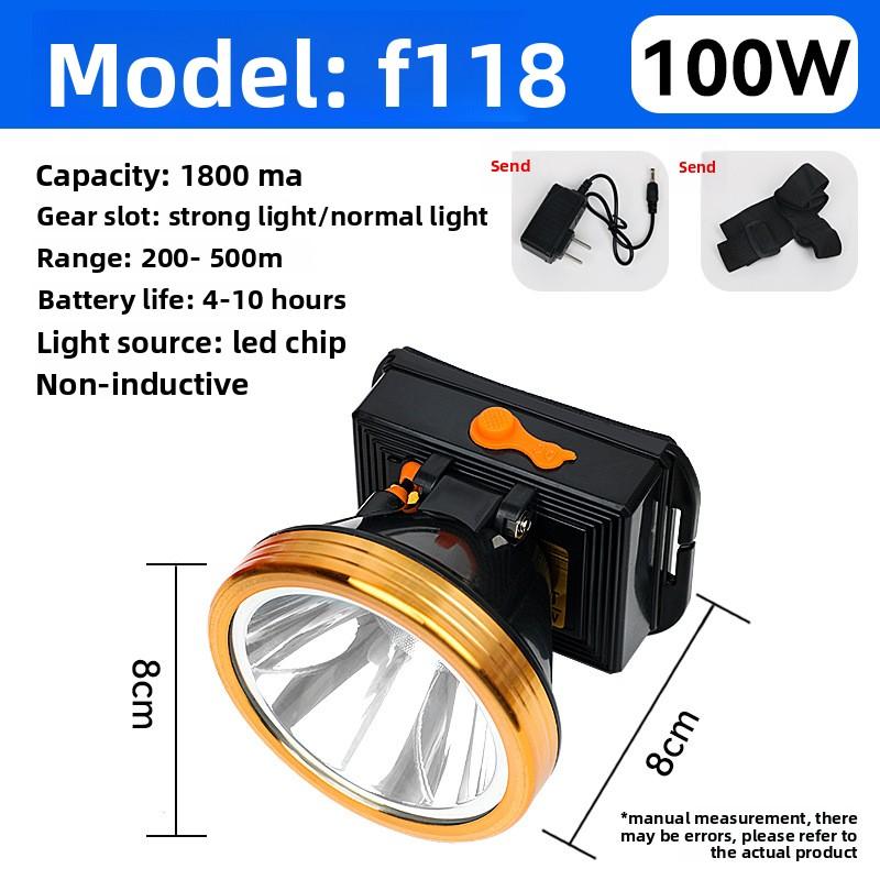 Strong Light Laser Cannon Super Bright Led Rechargeable Lithium Battery Outdoor Head-mounted Long Battery Life Induction Night Fishing Headlight
