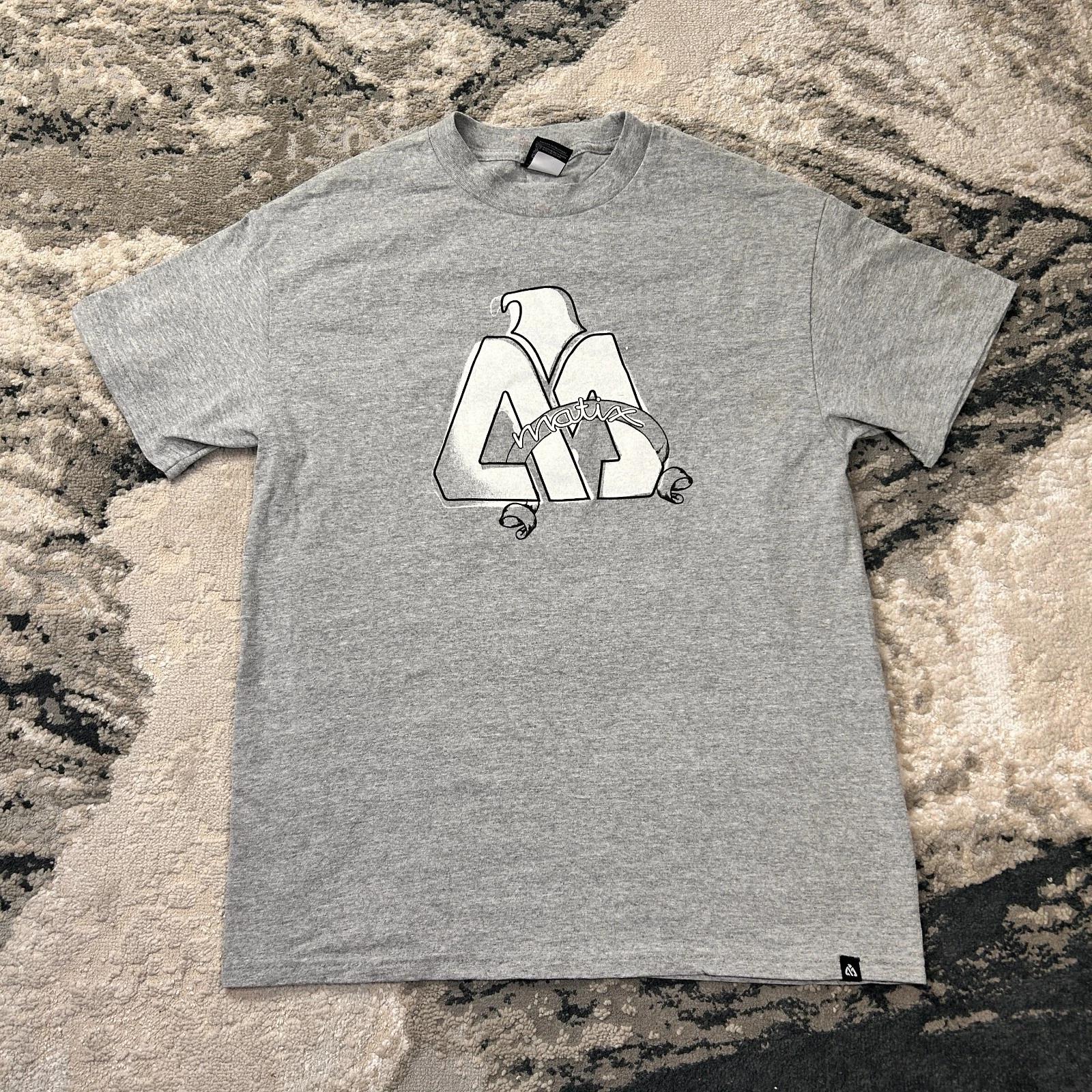 Matrix T Shirt Mens Medium Heathered Gray Cotton Logo Print Grunge Y2k Skater M