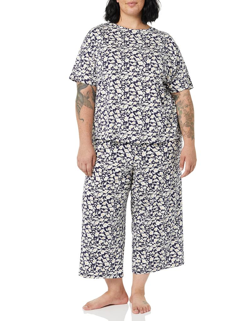 Amazon Essentials Navy Jersey Pajama Set with Silhouette Floral Size Small Women's Print,