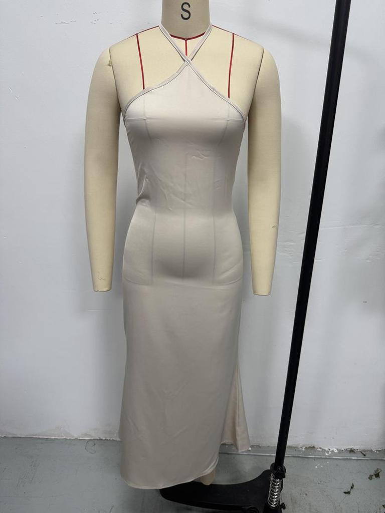 Elegant Satin Silk Spaghetti Strap Long Dress - New Spring/Summer Arrival