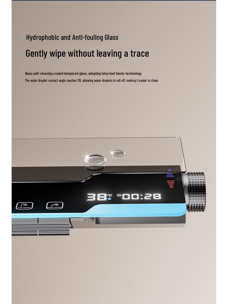 Zestaw prysznicowy z funkcją zwiększania ciśnienia w kolorze gunmetal z wyświetlaczem cyfrowym