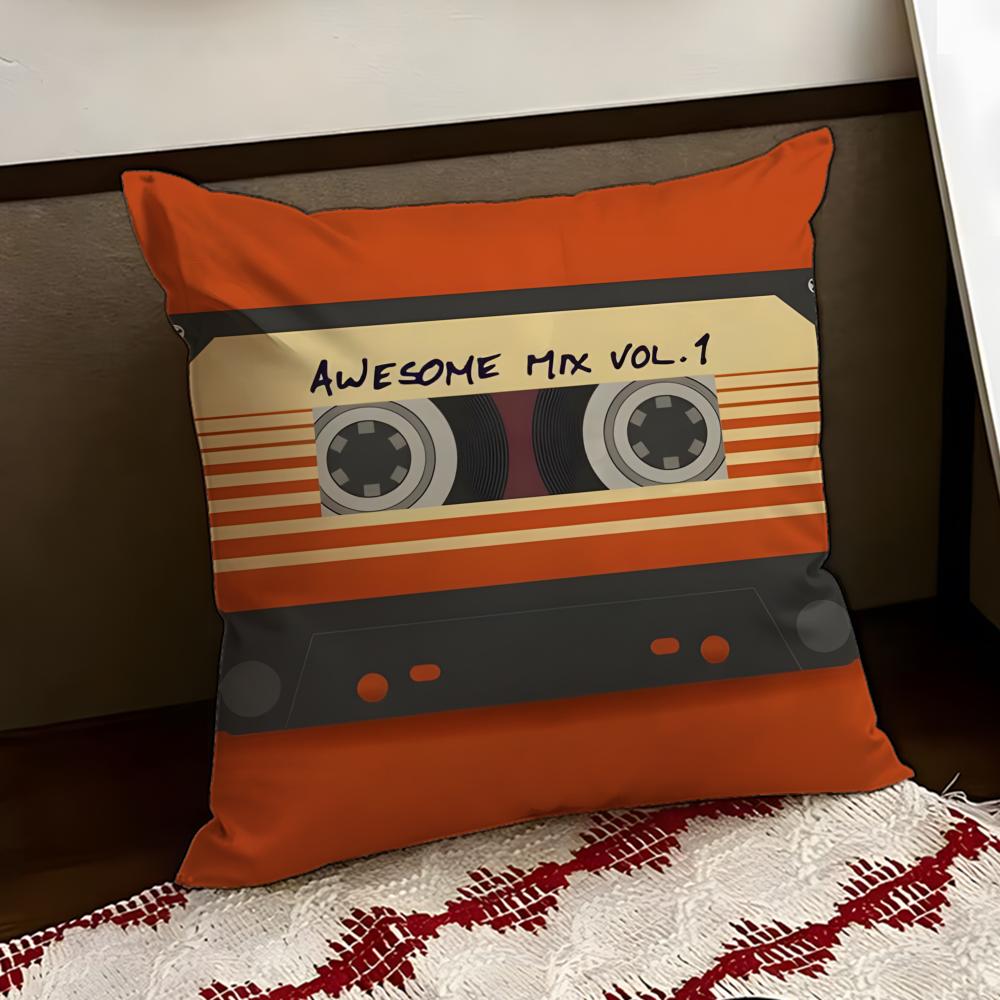 Music Tape Print Cushion Cover Reversible Soft Durable Pillow Cover Home Car MultiScene Use for Daily Comfort