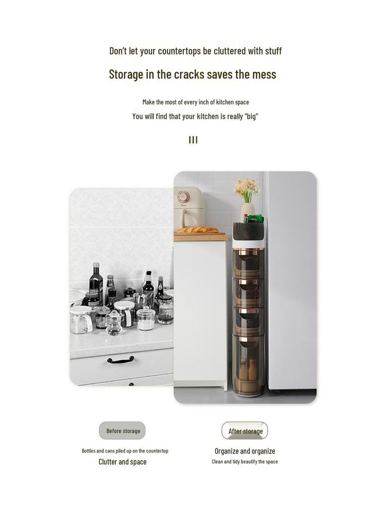 Bathroom Gap Drawer Storage Cabinet: Multi-layer Plastic, No Installation Needed.