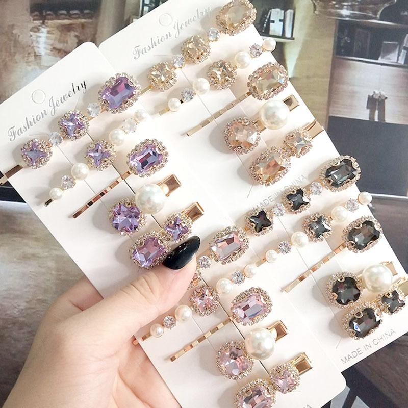 5Pcs/Set Fashion Crystal Hair Clips Hair Accessories for Women Jewelry Luxury Simulation Pearl Barrette Pin Girl Gift Ornaments.