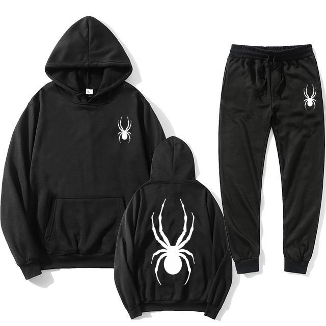 

Весна Осень Мужские И Женские Спортивные Костюмы Комплекты Паук Длинный Рукав Толстовка + Беговые Штаны 2 Части Фитнес Бег Костюмы 2XL